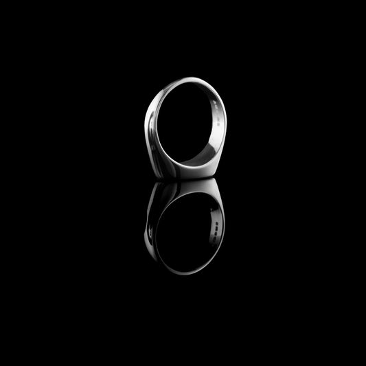 Harley Davidson Motorcycle - Belfast Chapter - symbol has been engraved onto a small oval sterling silver signet ring. Available for purchase from NI Silver Jewellery. NISILVER.com