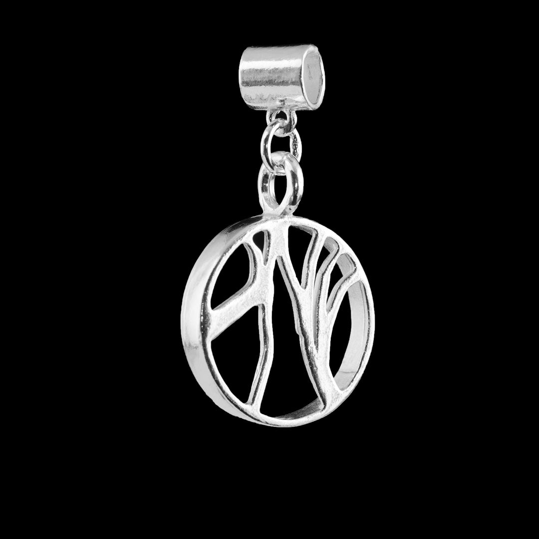 Dark Hedges Charm Nature Inspired Jewellery NI Silver Dark Hedges - Circular charm with tree branches across the inner edges of the charm rung.  Jewellery inspired by nature. Solid 925 sterling silver. jewellery maker near belfast northern ireland uk irish silversmith hallmarked jewelry