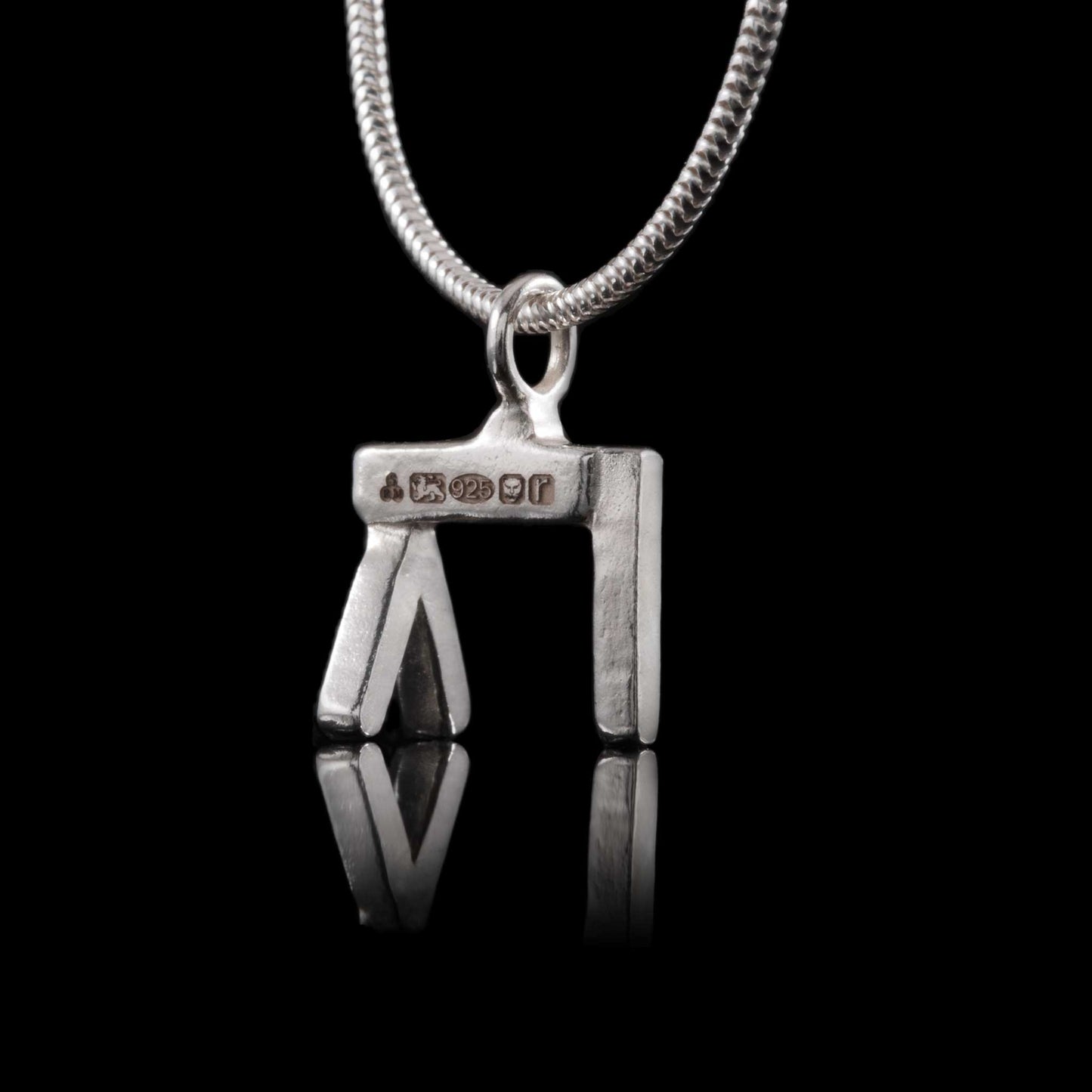 Handcrafted UK Made Sterling Silver Pendant. Belfast jewellery gift idea. Engrave with your own personalized word up to 8 letters. Hallmarked.
