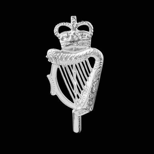 This is a solid silver RUC cap badge made to worn as a lapel pin. This one is medium in size.
