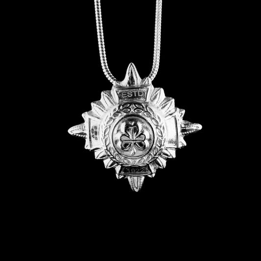 This necklace is a silver RUC Inspector's pip with Estd 1922 engraved on it to mark the centenary of the RUC