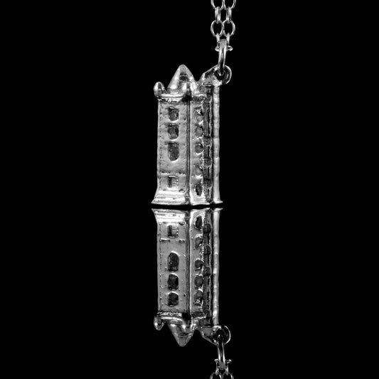 Scrabo Tower Silver Necklace, Sterling Silver Hallmarked UK handcrafted Scrabo Tower Necklace with silver chain. 