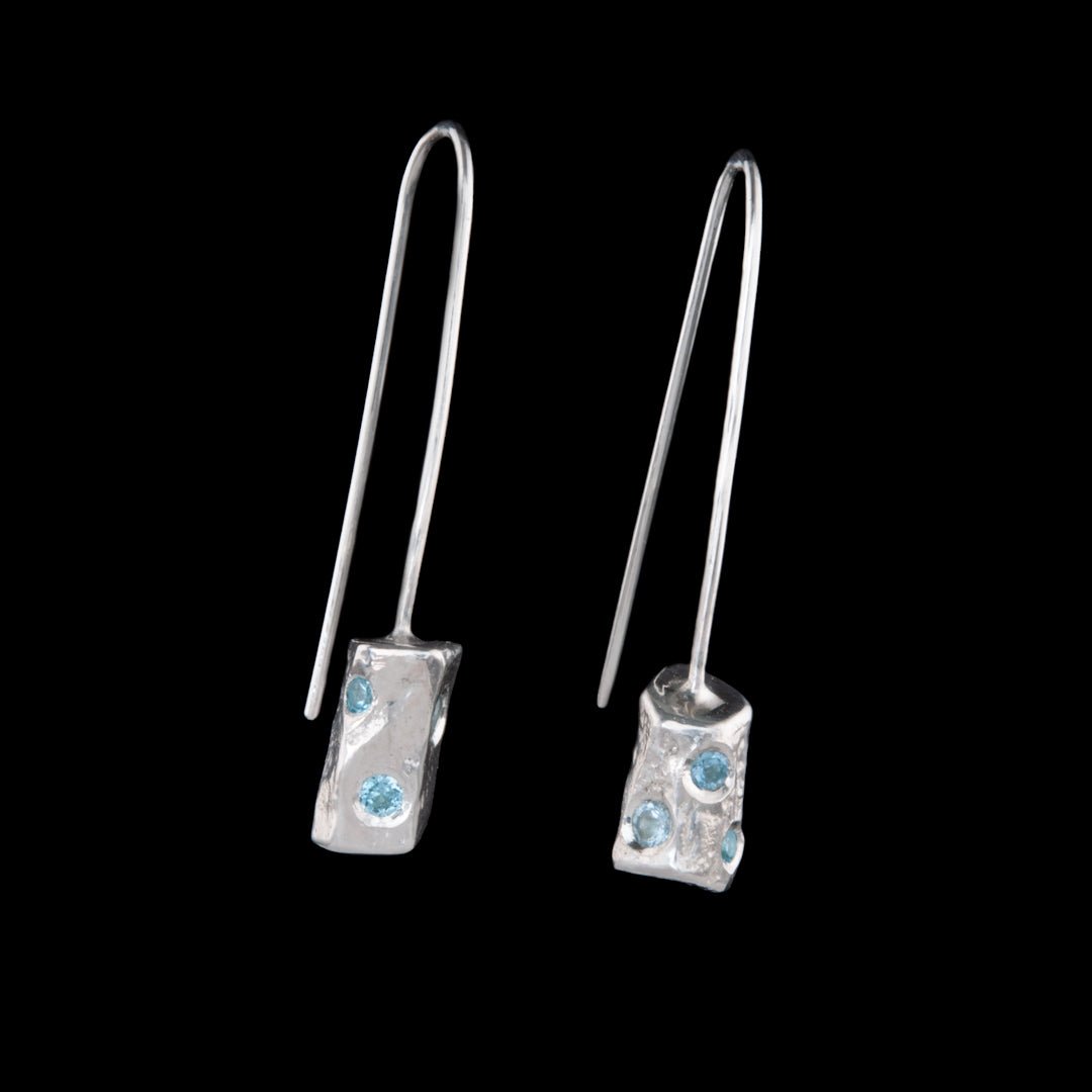 Commission - Silver Earrings with Aquamarine Stones - NI Silver