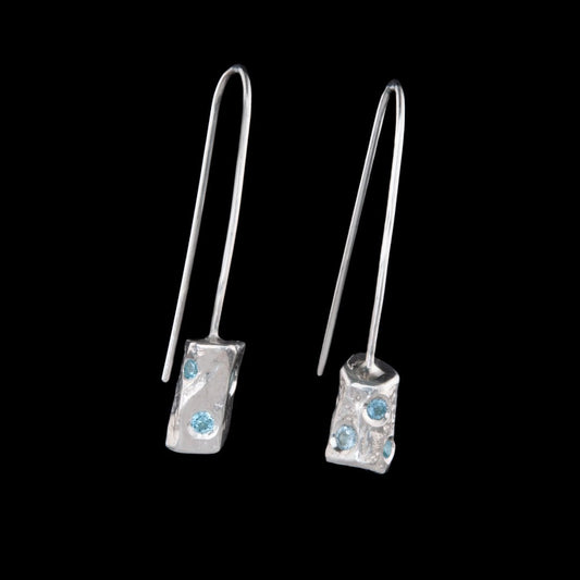 Commission - Silver Earrings with Aquamarine Stones - NI Silver
