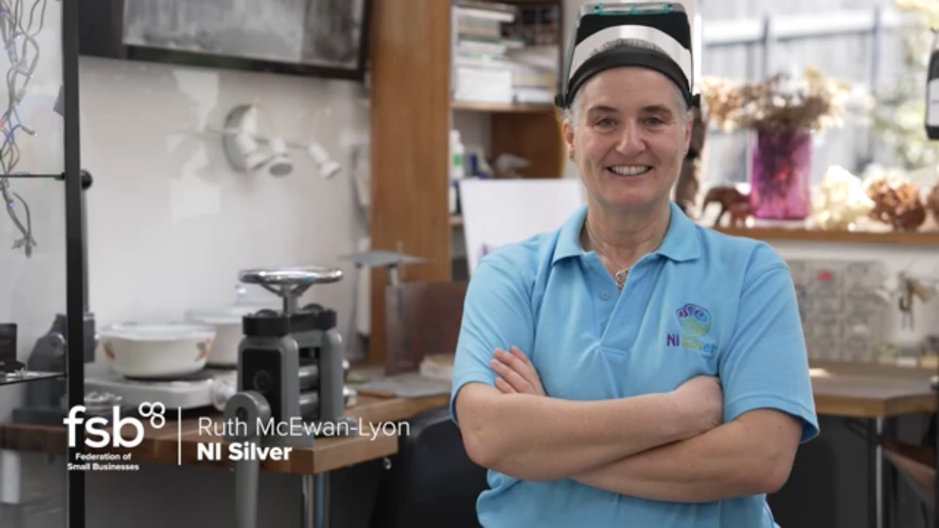 Load video: Ruth McEwan-Lyon of NI Silver Jewellery being interviewed by the FSB