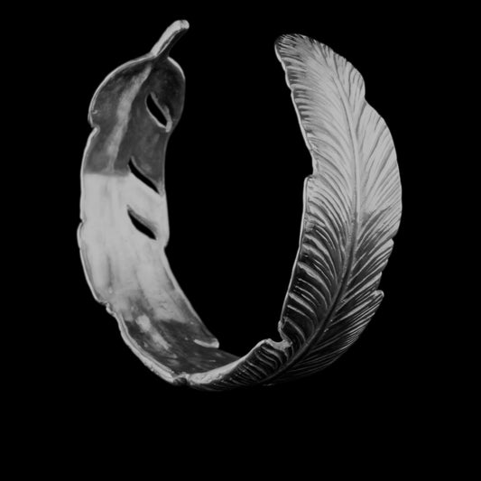Solid Silver Sterling Feather Cuff Bangle
