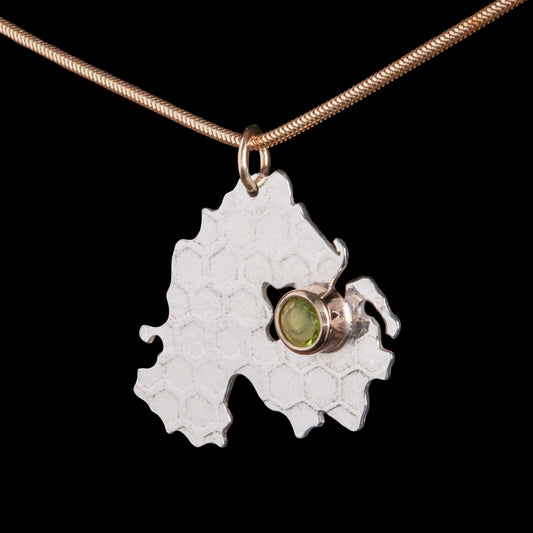 Silver with Peridot Stone and Gold chain - Northern Ireland Necklace Commission