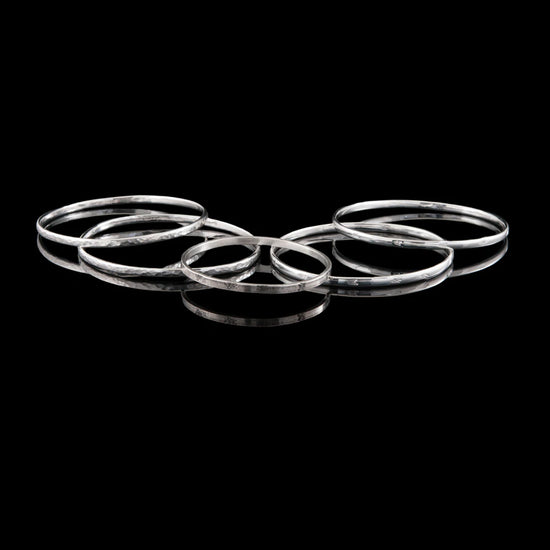 Silver bangles made on our jewellery making experiences