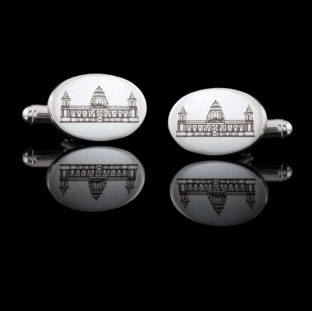 Belfast City Hall Hallmarked Engraved Solid silver bespoke silver cufflinks.