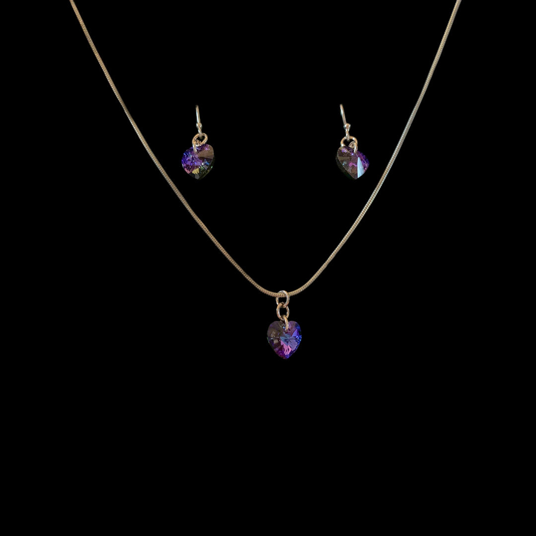 Helitrope Necklace and Earring set - Blue / purple colour