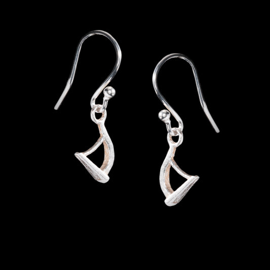 Irish Harp Silver Earrings - Sterling Silver earrings on silver hoop backs. Irish silver jewellery.