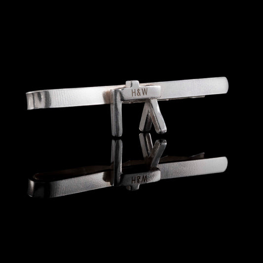 Using Sterling Silver and Hallmarking most pieces this collection is of Tie Clips. This photograph shows the Belfast Crane with a Tie Clip bar attached to the uppermost horizontal beam.