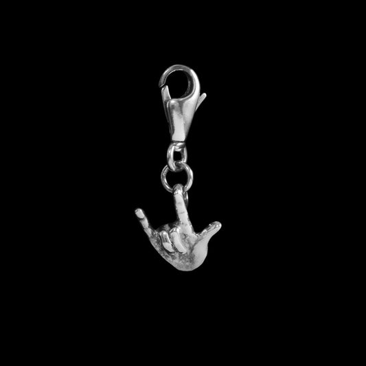 I Love you Charm Sign Language jewellery piece in solid 925 sterling silver. It can be adapted to fit most European Charm Bracelets.