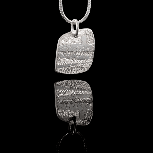 Scrabo Tower Handmade Silver Necklace, Handmade Silver Jewellery UK, our Scrabo TowerLandscape scene on a sterling silver pendant with snake chain. 