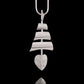 Tall Ships Silver Necklace on a snake chain.  Profile of a tail ship with the hull, mast and sails made in sterling silver by NI Silver.