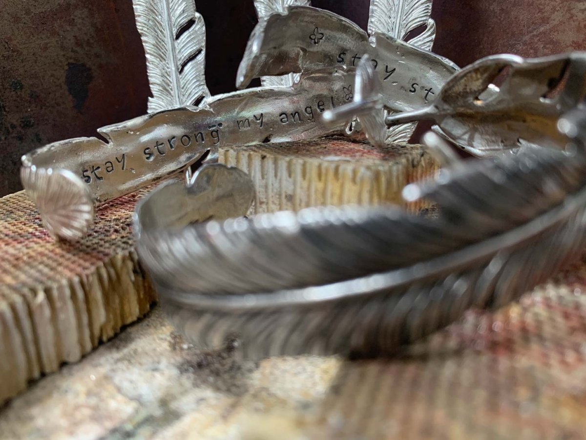 Solid Silver Sterling Feather Cuff Bangle - NI Silver